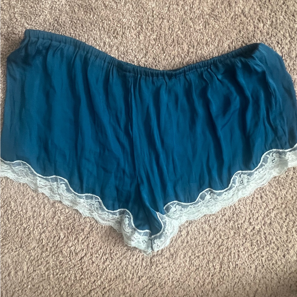 Urban Outfitters Teal Lace Trim Sleep Shorts